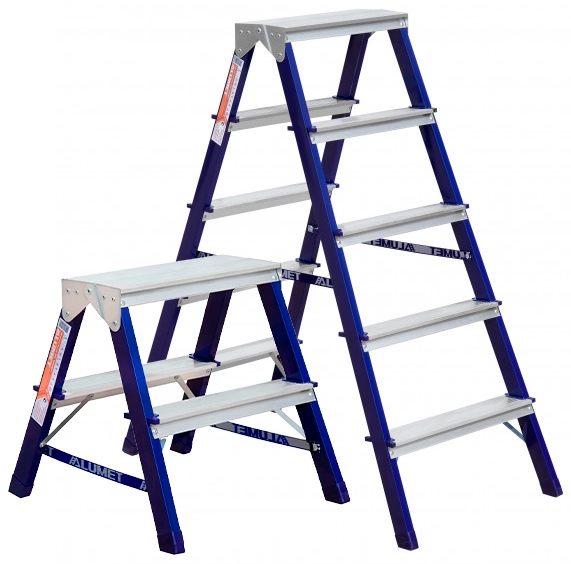 Стремянка двухсторонняя стальная 150 кг, 2.75 м, 2х3 ст. (сер. 203/8203)