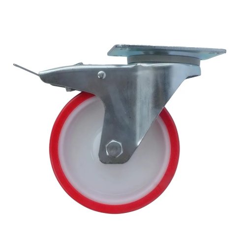 SPpb 63 - Полиуретановое колесо 160 мм (площадка, поворотн, тормоз, обод PP, двойной шарикоподш.)